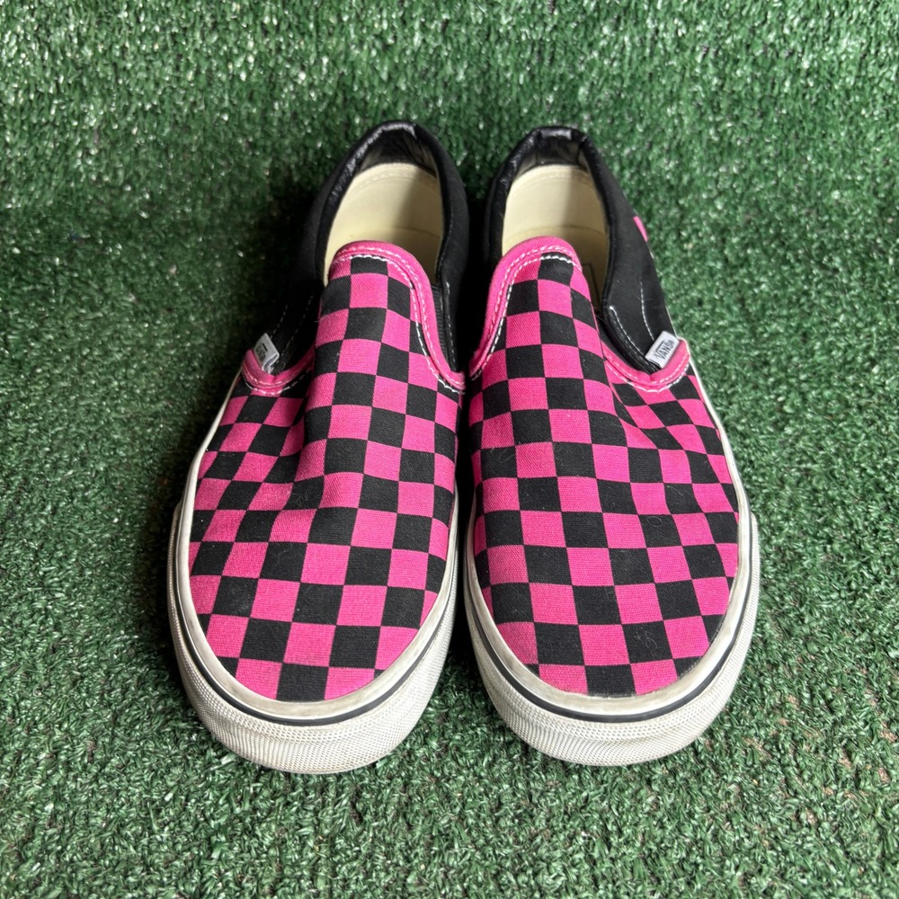 Vans Classic Slip-On Checkerboard Canvas Emo Punk Skate Shoes Pink Womens Size 7 - Picture 2 of 9